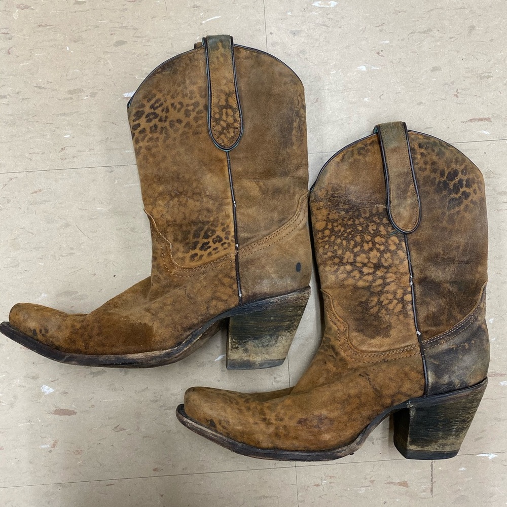 Distressed leopard Cowboy Boots
